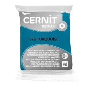 Modelina Cernit Metallic 56g, kolor 676 TURQUOISE - metaliczna TURKUSOWA